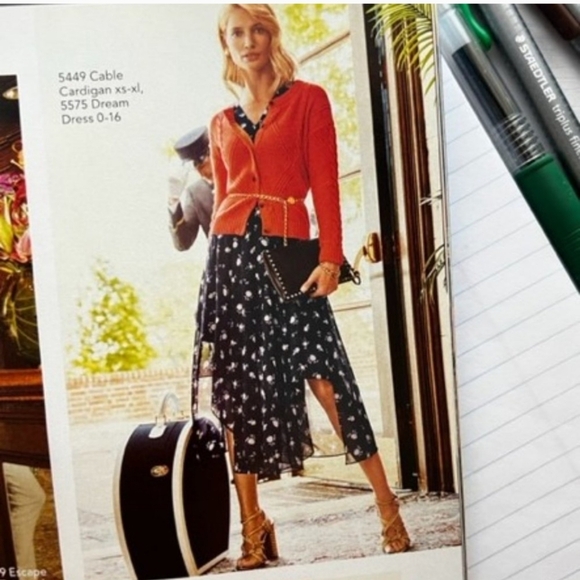 Cabi Size 14 Dream Dress Navy Floral Sheer With Slip - Picture 6 of 12